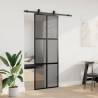 Stylish Black Sliding Door 76x205 cm with Hardware Set