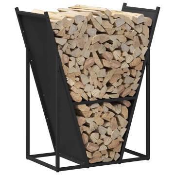 Sturdy Black Firewood Rack - 69.5x35x81 cm Cold-Rolled Steel