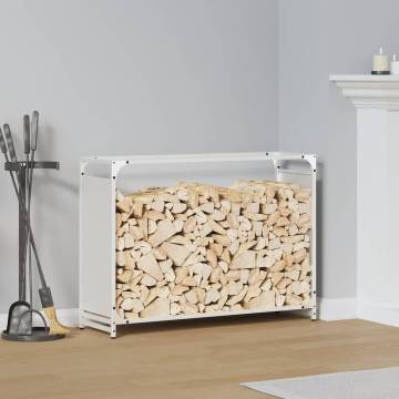 Firewood Rack White 90x28x65 cm - Sturdy Cold-Rolled Steel