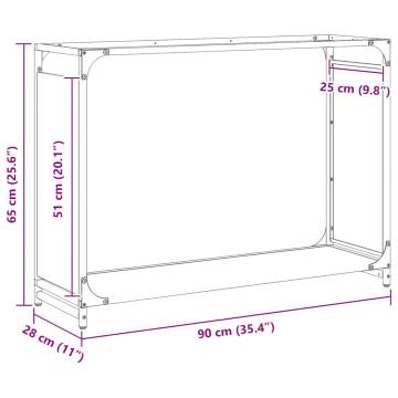 Firewood Rack White 90x28x65 cm - Sturdy Cold-Rolled Steel