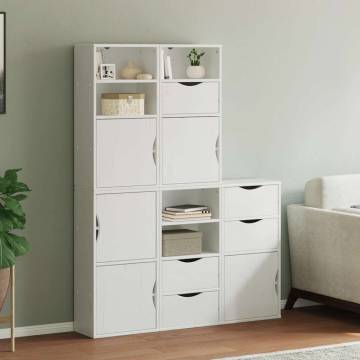 ODDA White 5 pcs Side Cabinets - Solid Pine Wood Storage