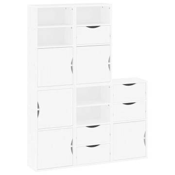 ODDA White 5 pcs Side Cabinets - Solid Pine Wood Storage