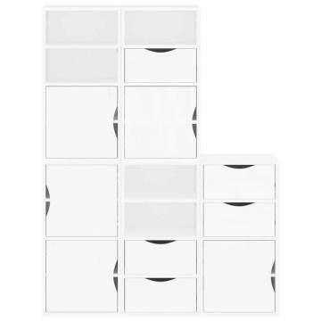 ODDA White 5 pcs Side Cabinets - Solid Pine Wood Storage