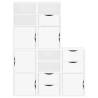 ODDA White 5 pcs Side Cabinets - Solid Pine Wood Storage