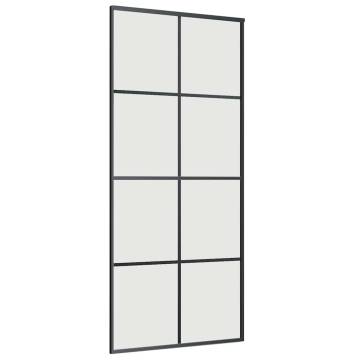 Stylish Sliding Door with Hardware Set - Black ESG Glass 90x205 cm