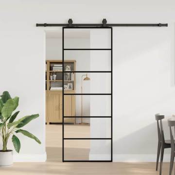 Sliding Door with Hardware Set - Black ESG Glass 76x205 cm