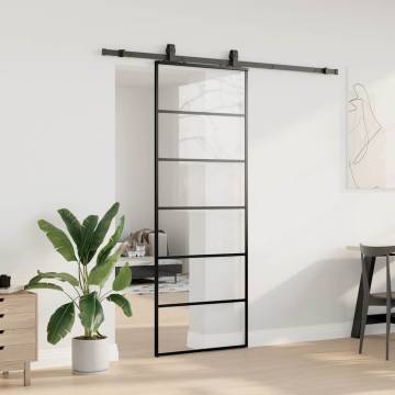 Sliding Door with Hardware Set - Black ESG Glass 76x205 cm