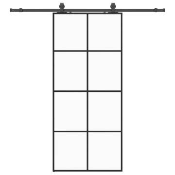 Sliding Door with Hardware Set Black 90x205 cm ESG Glass