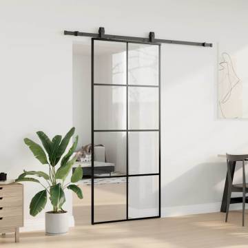 Sliding Door with Hardware Set Black 90x205 cm ESG Glass