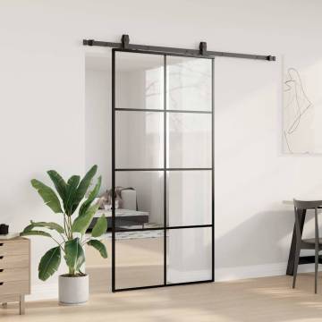 Sliding Door with Hardware Set Black - 102.5x205 cm ESG Glass