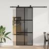  Sliding Door with Hardware Set Black 90x205 cm Tempered Glass Colour black and dark transparent Size 90 x 205 cm (200 cm sliding rail) Quantity in Package 1 Model 4x2 grids 