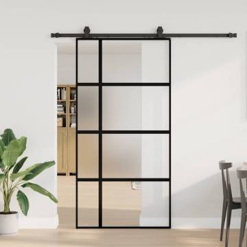 Stylish Sliding Door with Hardware Set - 102.5x205 cm Black