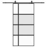 Stylish Sliding Door with Hardware Set - 102.5x205 cm Black