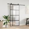 Stylish Sliding Door with Hardware Set - 102.5x205 cm Black