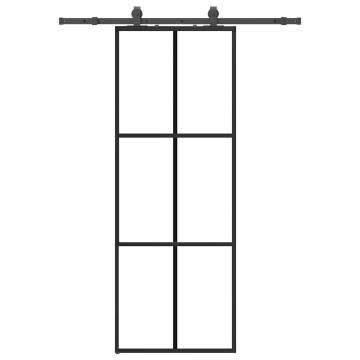 Sliding Door with Hardware Set Black - 76x205 cm ESG Glass