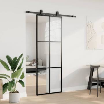 Sliding Door with Hardware Set Black - 76x205 cm ESG Glass