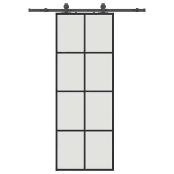 Sliding Door with Hardware Set Black 76x205 cm ESG Glass