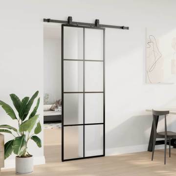 Sliding Door with Hardware Set Black 76x205 cm ESG Glass