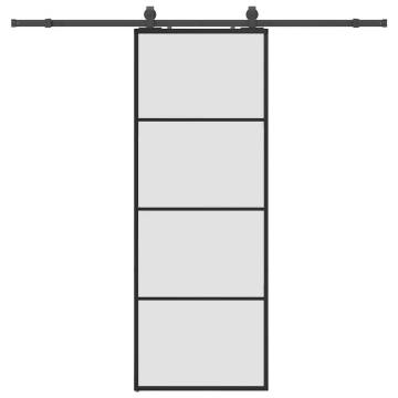 Sliding Door with Black Hardware Set - 76x205 cm ESG Glass