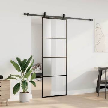 Sliding Door with Black Hardware Set - 76x205 cm ESG Glass