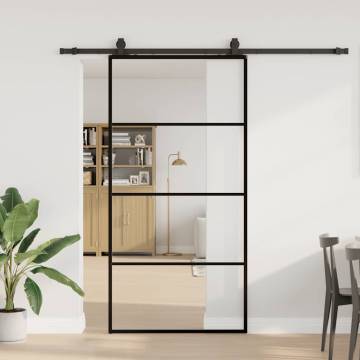 Sliding Door with Hardware Set Black 102.5x205 cm ESG Glass