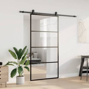 Sliding Door with Hardware Set Black 102.5x205 cm ESG Glass