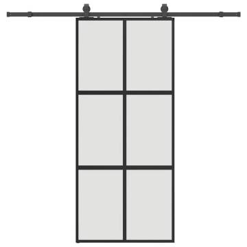 Stylish Black Sliding Door with Hardware Set - 90x205 cm