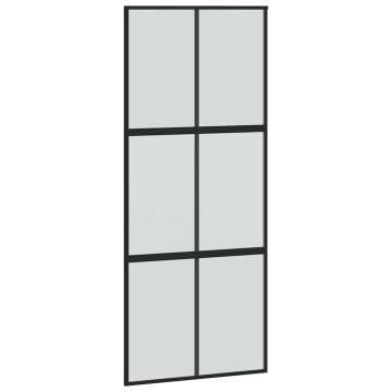 Stylish Black Sliding Door with Hardware Set - 90x205 cm