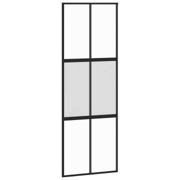 Black Sliding Door with Hardware Set - 76x205 cm Tempered Glass