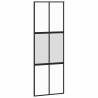 Black Sliding Door with Hardware Set - 76x205 cm Tempered Glass