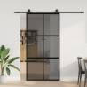  Sliding Door with Hardware Set Black 102.5x205 cm Tempered Glass Colour black and dark transparent Size 102.5 x 205 cm (213 cm sliding rail) Quantity in Package 1 Model 4x2 grids 