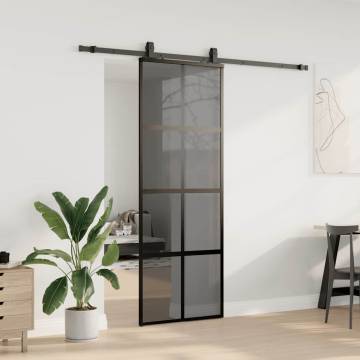 Stylish Sliding Door with Hardware Set - Black 76x205 cm