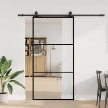 Sliding Door & Hardware Set Black 102x205 cm ESG Glass