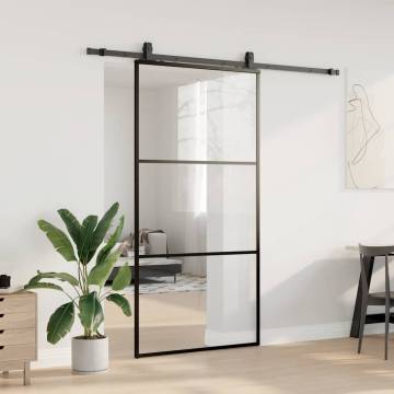 Sliding Door & Hardware Set Black 102x205 cm ESG Glass