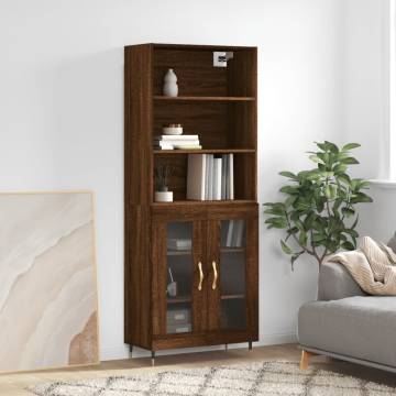 Stylish Highboard Brown Oak - 69.5x34x180 cm | HiPo Market