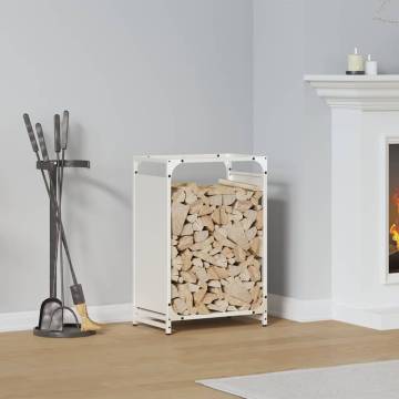 Firewood Rack White 44x28x65 cm - Durable Cold-Rolled Steel