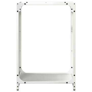 Firewood Rack White 44x28x65 cm - Durable Cold-Rolled Steel