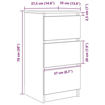 Sideboard Smoked Oak - Stylish Storage Solution 37.5x35x76 cm