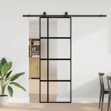 Stylish Sliding Door with Hardware Set - Black 76x205 cm