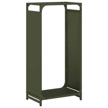 Olive Green Firewood Rack - Durable Cold-Rolled Steel 44x28 cm