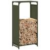 Olive Green Firewood Rack - Durable Cold-Rolled Steel 44x28 cm