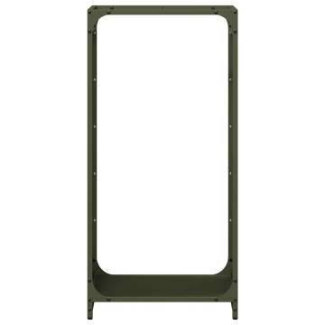 Olive Green Firewood Rack - Durable Cold-Rolled Steel 44x28 cm