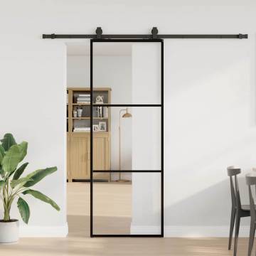 Sliding Door with Hardware Set - Black ESG Glass 76x205 cm