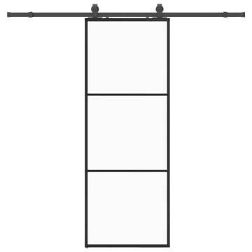 Sliding Door with Hardware Set - Black ESG Glass 76x205 cm