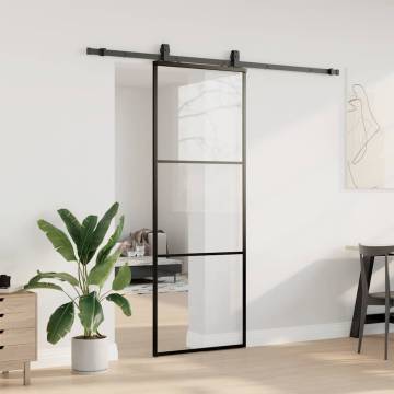 Sliding Door with Hardware Set - Black ESG Glass 76x205 cm