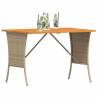 Stylish Beige Garden Table with Acacia Wood Top - 105x75 cm