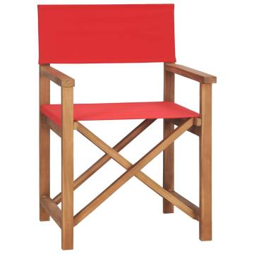 Folding Director's Chairs 2 pcs Red Solid Wood Teak - Hipo Market