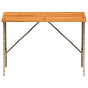 Stylish Beige Garden Table with Acacia Wood Top - 105x75 cm