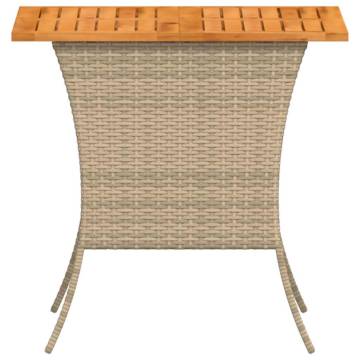 Stylish Beige Garden Table with Acacia Wood Top - 105x75 cm