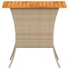 Stylish Beige Garden Table with Acacia Wood Top - 105x75 cm